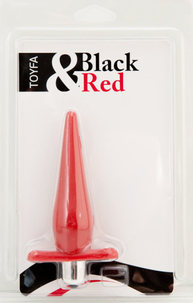 Анальная втулка BLACK & RED BY TOYFA с вибрацией, влагостойкая, TPE, красный, 12,7 см, Ø 3 см