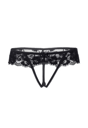 Трусики черные эротические Erolanta Lingerie Collection кружевные S