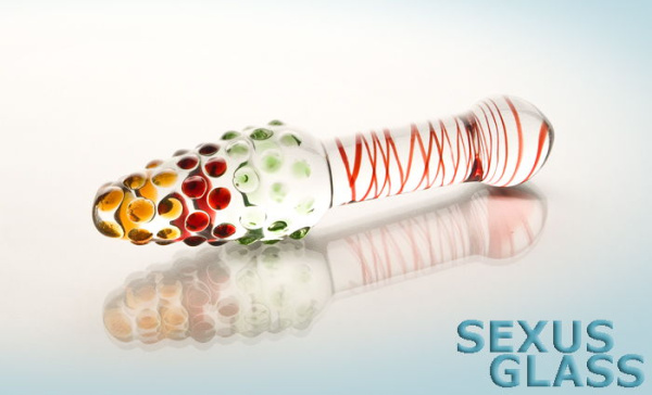 Двусторонний фаллоимитатор Sexus Glass, стекло, прозрачный, 17,5 см
