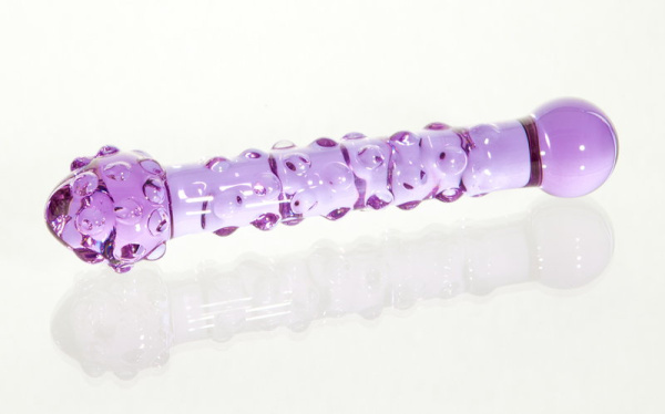 Двусторонний фаллоимитатор Sexus Glass, стекло, фиолетовый, 19,5 см